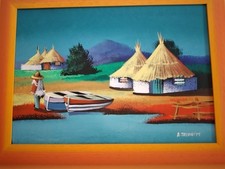 Tatari  olio su tela Villaggio sul Lago