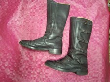 Coppia stivali pattuglia ganci rapidi cuoio nero. Tg . 42