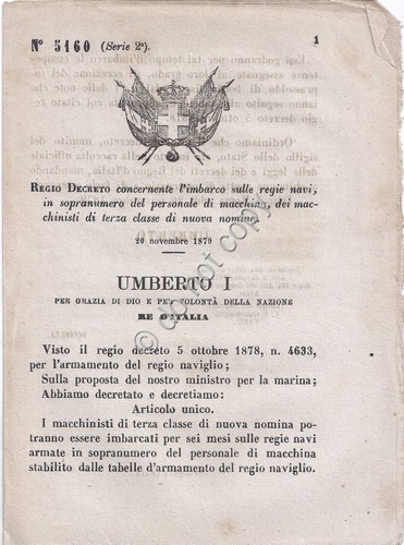 Regio decreto 1879 - , i