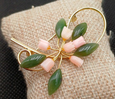 SPILLA FLOREALE DORATA CON FOGLIE DI PIETRA NATURALE