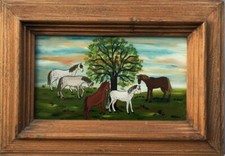 Cavalli Su Un Prato Pittura A