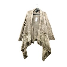 NWT Lovemarks Cardigan Womens L Beige Open Front Boho Open Knit Heather