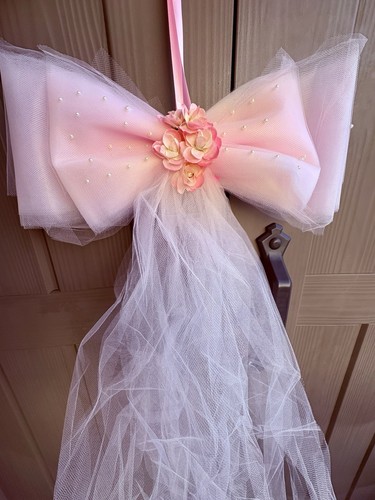Fiocco nascita tulle rosa - tulle,