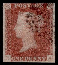GB QV SG8, 1d rosso-marrone, USATO. Gatto £60. NERO MX HA