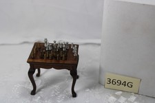 CASA DELLE BAMBOLE MINIATURA ANNI 70 VINTAGE SCACCHIERA IN LEGNO CON PEZZI IN METALLO