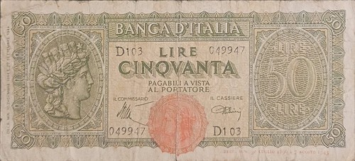 Rara banconota lire turrita - banconota, 50