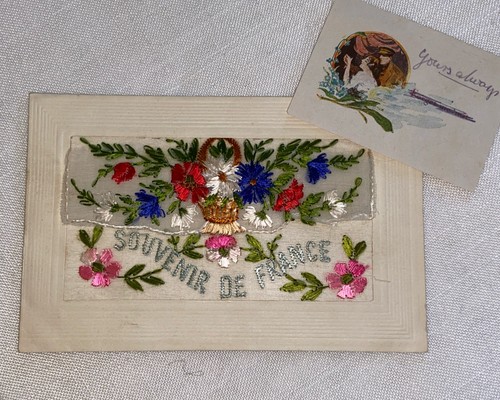 Ww1 embroidered silk - silk, postcard