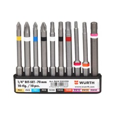 Inserti Avvitatore Lunghi Set 10pz con Attacco per Cintura - WÜRTH 0614250020
