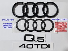 Kit Stemmi Logo Anelli Audi Q5 SQ5 Ant. Post. + 40 TDI NERO LOGHI DAL 2021