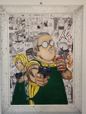 Manga QUADRO SAKAMOTO DAYS ACRILICO SU legno  STILE 3D DIPINTO A MANO 50×38 CM