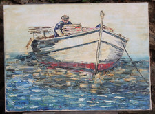 Tableau huile sur toile marine