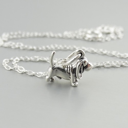 Tiny basset hound necklace - tiny,