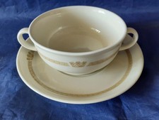 HOME LINES - LINE VOYAGES FIRST CLASS SERVICE TWO HANDLED CONSOMME CUP & SAUCER