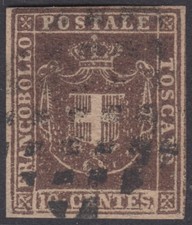 1860 - STATI ITALIANI - TOSCANA - Sc #19, 10c - USATO