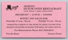 Biglietto da visita anni 70 80 Arthurs forno olandese ristorante IL vintage