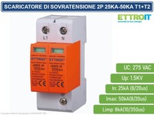 SCARICATORE LIMITATORE DI SOVRATENSIONE TIPO T1+T2 2P 25KA-50KA SPD ALIMITAZIONE