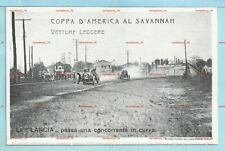 cartolina auto da corsa LANCIA sorpassa nella Coppa d'America al Savannah - 1923