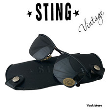 STING by AK occhiali da sole n. 107 col NERO RARE VINTAGE 80s sunglasses Italy.