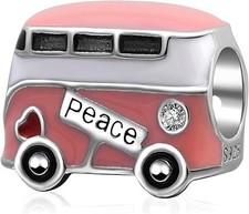 Enamel Pink Love Peace Bus