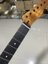 Manico chitarra elettrica acero fiamma tostato acciaio inox 22frets 25,5 palissandro
