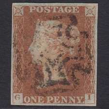 K28_18 GB QV 1841 1d PIASTRA 25 SG8-B1(1) GI VFU MANCANTE IMPREMATUR 4M MX