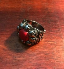 Anello Acciaio Teschi Pietra