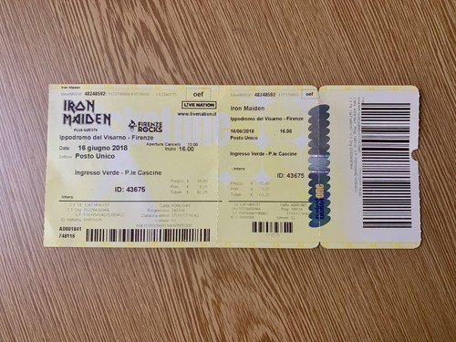 Biglietto iron maiden firenze - biglietto,