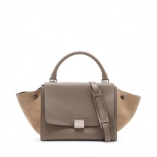Borsa a mano Celine Trapezio in pelle x camoscio 2 vie beige