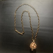 Collana Donna,Catena Acciaio, Ciond. Campanella, Capri con Pietre Rosa, Bigiott