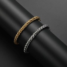 Bracciale Uomo Donna in Acciaio inox a maglia intrecciata color Oro o Argento 