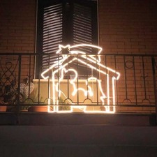 Presepe luminoso Natalizio capanna con 360 LED luce calda per esterno