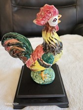 Antica statuina gallo maiolica