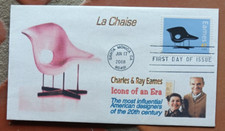 CHARLES & RAY EAMES LA CHAISE 2008 CACHET SCONOSCIUTO FDC UNADDR