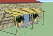 Pergola addossata 3x6 legno di pino impregnato in autoclave ferramenta inclusa
