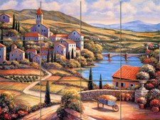 Piastrella da murale ceramica paesaggio toscano backsplash #113