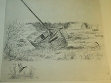 SCUOLA FRANCESE XX INCISIONE ACQUA FORTE MARINA PENERF BRETAGNE MORBIHAN 1950