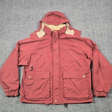 Giacca vintage Woolrich uomo grande rossa con cappuccio foderato in pile parka cappotto anni 90