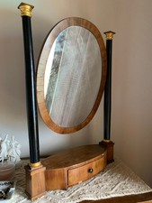 SPECCHIO CON CASSETTO DA APPOGGIO STILE IMPERO primi "900