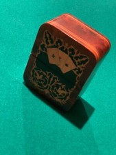 Portacarte da gioco in legno finemente intarsiato primi 900.