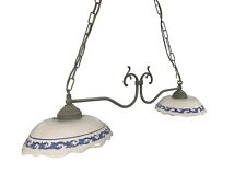 Lampadario a Sospensione con 2 Luci in Ceramica Decorata - Stile Rustico