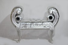 Dormeuse divano panca Cinese panchetta ecopelle argento Swarovski AR079