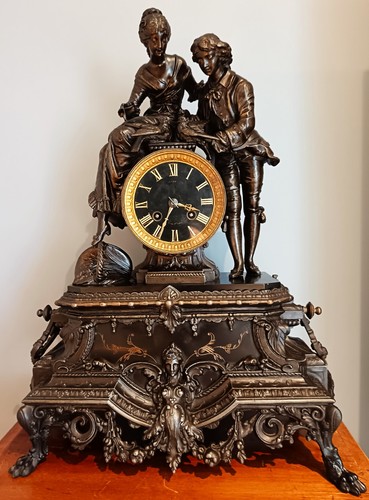 Antique french figural mantel - antique,