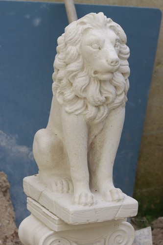 Statua leone cemento 60cm - cemento,