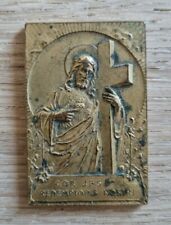 Antica placca religiosa Cor Jesu Redemptoris Nostri in bronzo Anno 1912