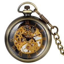 Collana orologio da tasca meccanico vintage antico steampunk trasparente carica manuale