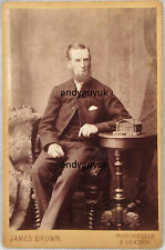 CABINET CARD MAN LOG CABIN HOUSE MODEL ANTIQUE PHOTO UNCLE TOM'S VICTORIAN BROWN