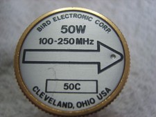 Bird 43 Thruline Misuratore di Potenza Elemento 50 Watt 100-250 MHz Plug In Slug 50C