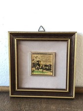 Piccolo Quadro Vintage Artigianale dipinto A Mano Su foglia d'oro 22kt