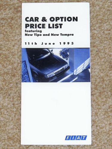 Listino prezzi fiat 1993 - 1993, uno