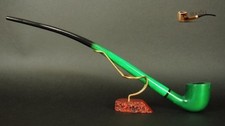 WOODEN TOBACCO SMOKING PIPE Lotr Gandalf 81 Hobbit  CHURCHWARDEN LONG 14"  Green